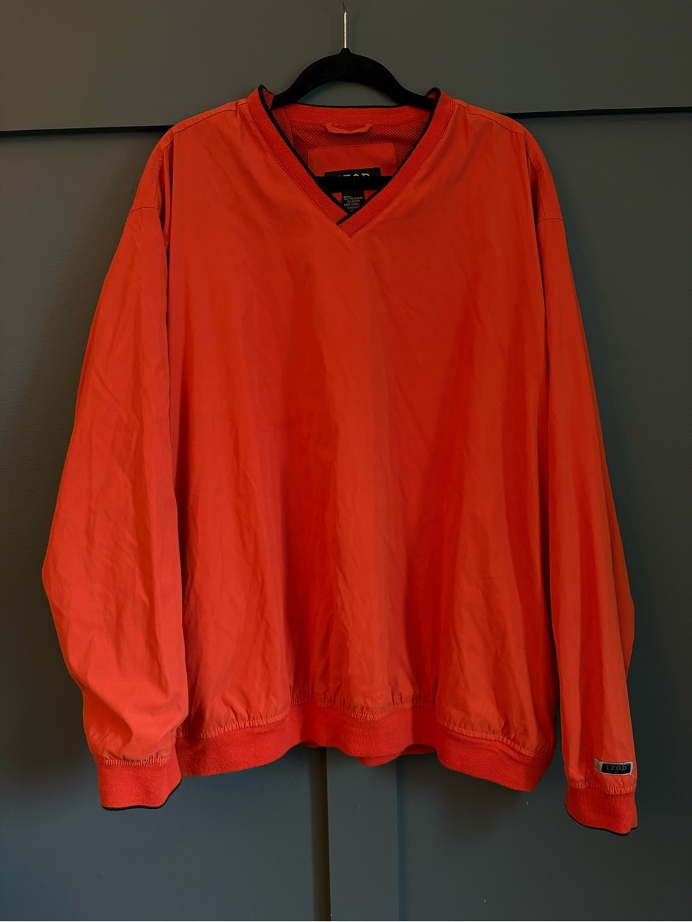 IZOD XFG Men's XXL Orange V-Neck Golf Pullover Windbreaker Jacket Mesh Lined